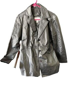 Worthington Black Leather Button-Front Jacket